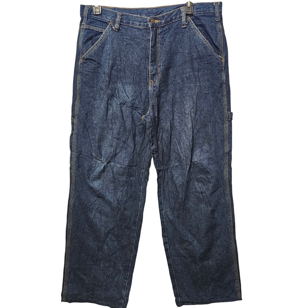 Full Blue Mens Carpenter Jeans 38x36 Dark Wash Cotton Utility Work Pants‎